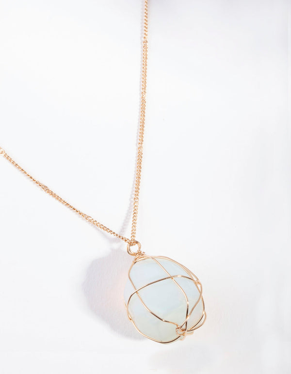 Gold Wire Wrapped Moonstone Necklace