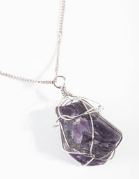 Rhodium Wire Wrapped Amethyst Necklace - link has visual effect only