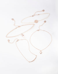 Rose Gold Rose Quartz Chain Choker 4 Pack - link has visual effect only