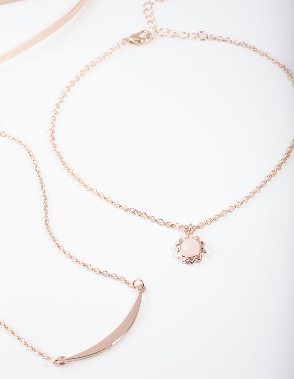 Rose Gold Rose Quartz Chain Choker 4 Pack