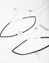 Silver Amethyst Chain Choker 4 Pack - link has visual effect only
