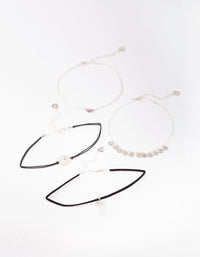 Silver Amethyst Chain Choker 4 Pack - link has visual effect only