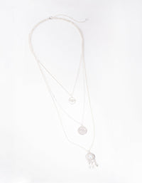 Silver Triple Row Dreamcatcher Moonstone Necklace - link has visual effect only