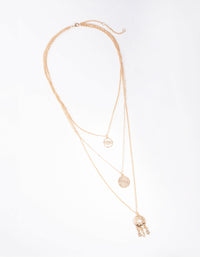 Gold Triple Row Dreamcatcher Moonstone Necklace - link has visual effect only
