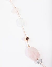 Rose Gold Mixed Rose Quartz Long Semi-Precious Necklace - link has visual effect only