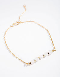 Gold Plated Sterling Silver Rose Quartz Facet Bead Bracelet - link has visual effect only