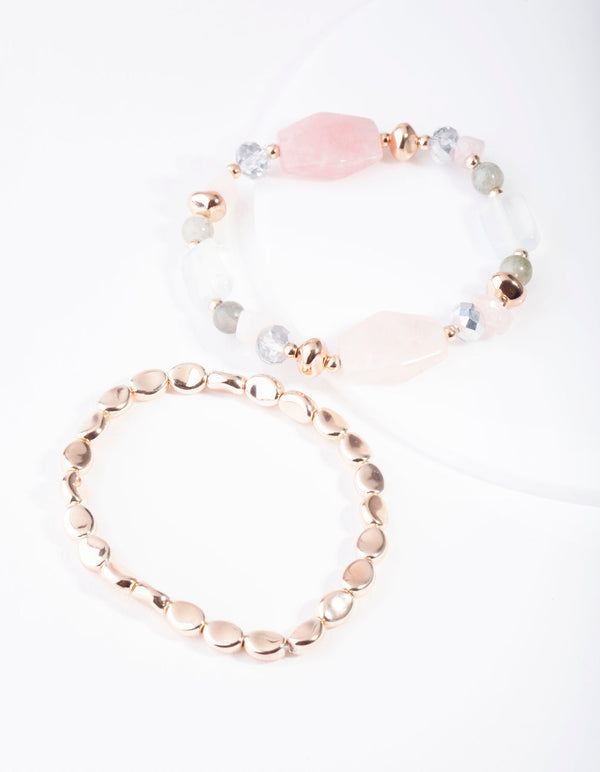 Rose Gold Multi Rose Quartz Bracelet Pack