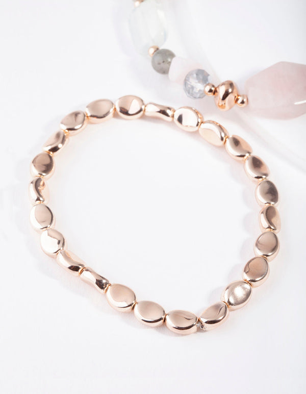 Rose Gold Multi Rose Quartz Bracelet Pack