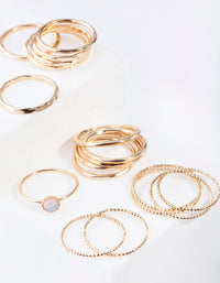 Gold Moonstone Textured Fine Ring 12 Pack - link has visual effect only
