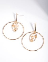 Gold Mini Face Drop Earrings - link has visual effect only