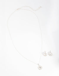 Silver Crystal Halo Jewellery Set - link has visual effect only