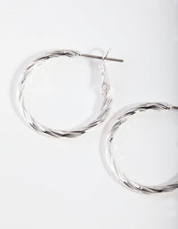 Silver Small Texture Wrapped Hoop Earrings - link has visual effect only