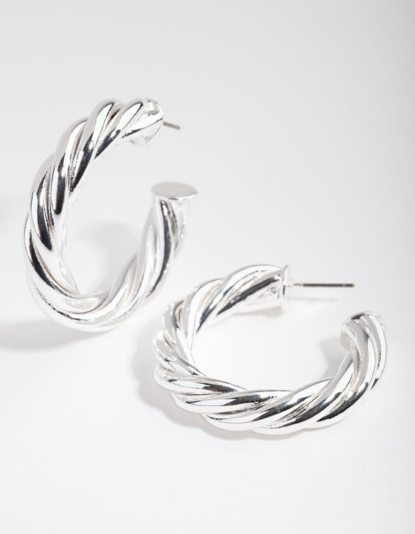 Srebrne kolczyki koła Chubby Twist C
