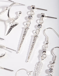 Silver Multi Leaf Earring 6 Pack - link has visual effect only