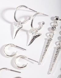 Silver Multi Leaf Earring 6 Pack - link has visual effect only