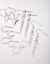Silver Multi Leaf Earring 6 Pack - link has visual effect only