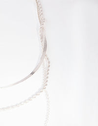 Silver Rope Snake Chain Triple Row Necklace - link has visual effect only