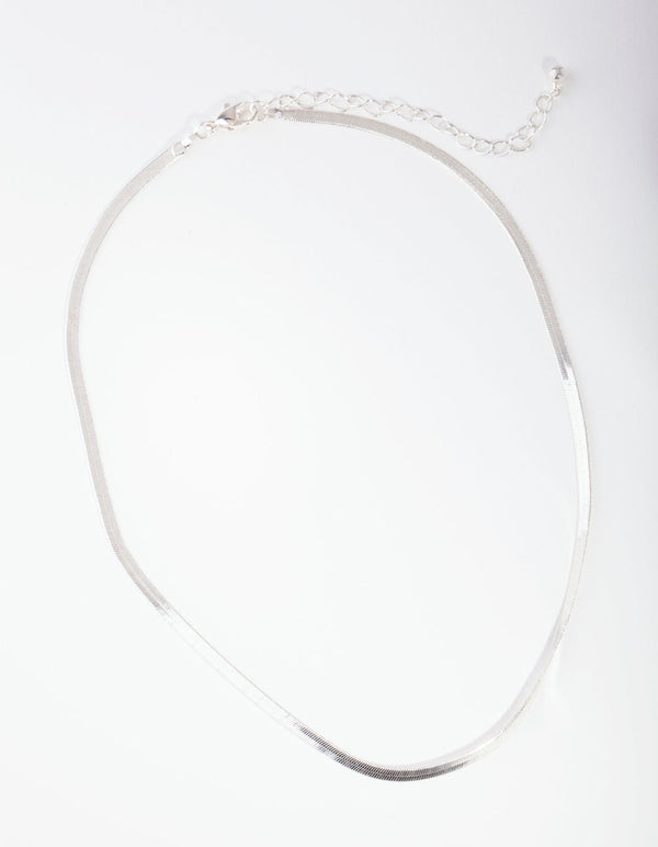 Silver Flat Snake Chain Necklace