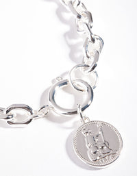 Silver Coin Chunky Chain Bracelet - link has visual effect only