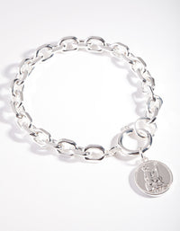 Silver Coin Chunky Chain Bracelet - link has visual effect only