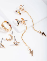 Gold Rainbow Diamante Storm Ear Stack - link has visual effect only