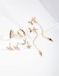 Gold Rainbow Diamante Storm Ear Stack - link has visual effect only