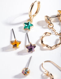 Gold Star Drop Diamante Ear Stack - link has visual effect only