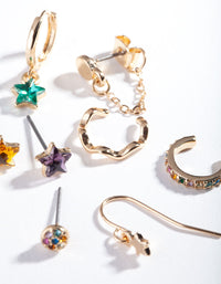 Gold Star Drop Diamante Ear Stack - link has visual effect only