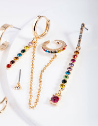 Gold Stone Rainbow Diamante Ear Stack - link has visual effect only