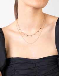 Gold Mini Rainbow Diamante Layered Necklace - link has visual effect only