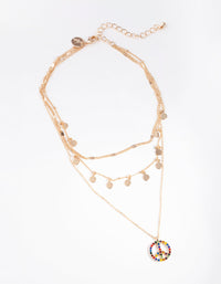 Gold Layered Rainbow Diamante Peace Necklace - link has visual effect only