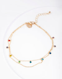 Gold Rainbow Diamante Multirow Anklet - link has visual effect only