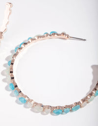 Rose Gold Blue Stone Hoop Earrings - link has visual effect only