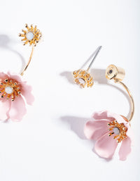 Kolczyki z różowo-złotym, różowym kwiatem - link has visual effect only