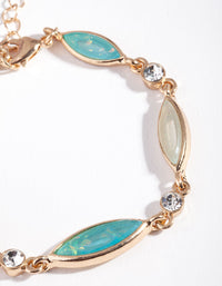 Gold Diamante and Blue Stone Bracelet - link has visual effect only