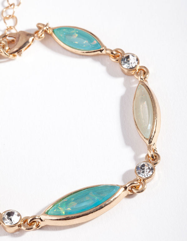 Gold Diamante and Blue Stone Bracelet