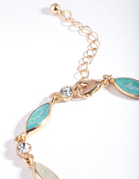 Gold Diamante and Blue Stone Bracelet - link has visual effect only