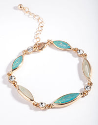 Gold Diamante and Blue Stone Bracelet - link has visual effect only