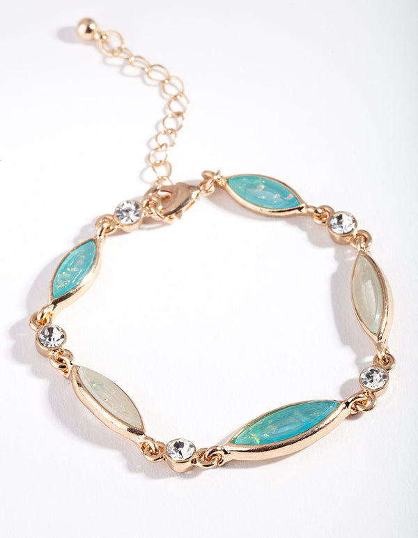 Gold Diamante and Blue Stone Bracelet