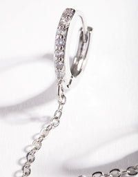 Rhodium Cubic Zirconia Double Huggie Earrings - link has visual effect only