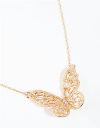Gold Cubic Zirconia Butterfly Necklace - link has visual effect only
