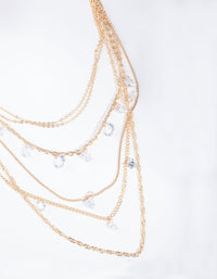 Gold Cubic Zirconia Chain 5 Row Necklace - link has visual effect only
