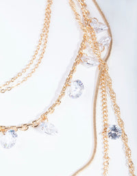 Gold Cubic Zirconia Chain 5 Row Necklace - link has visual effect only