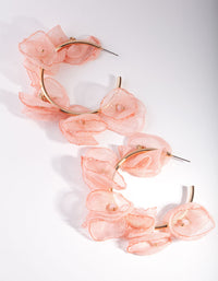 Gold Sheer Pink Flower Hoop Earrings - link has visual effect only