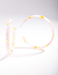 Orange Pink Acrylic Swirl Hoop Earrings - link has visual effect only