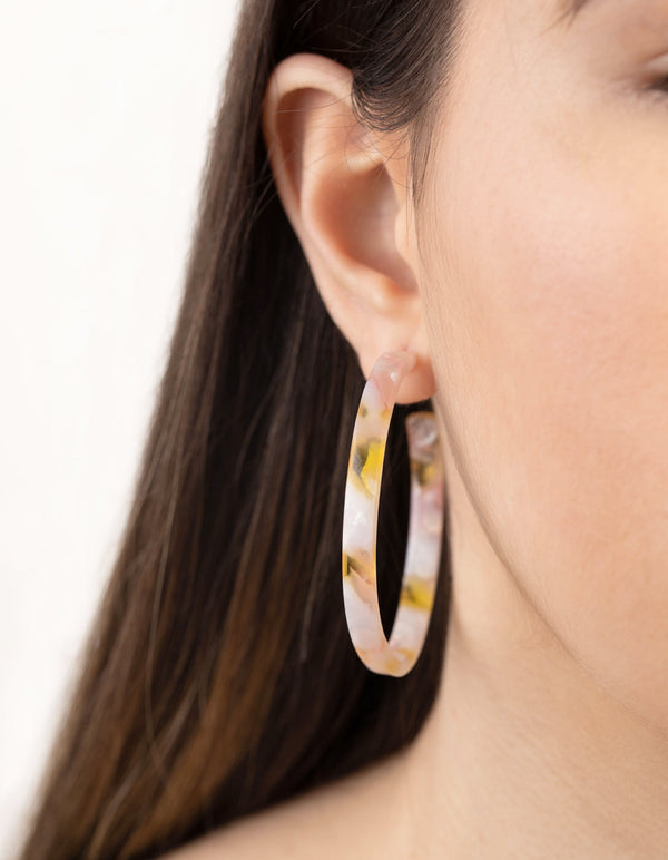 Orange Pink Acrylic Swirl Hoop Earrings