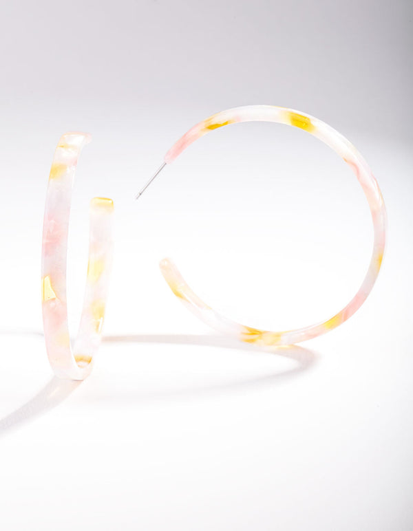 Orange Pink Acrylic Swirl Hoop Earrings