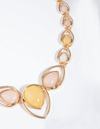 Gold Multi-Coloured Stone Petal Necklace - link has visual effect only
