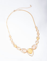 Gold Multi-Coloured Stone Petal Necklace - link has visual effect only