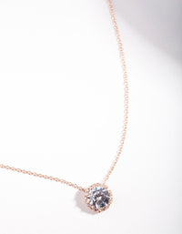 Rose Gold Plated Sterling Silver Cubic Zirconia Halo Necklace - link has visual effect only